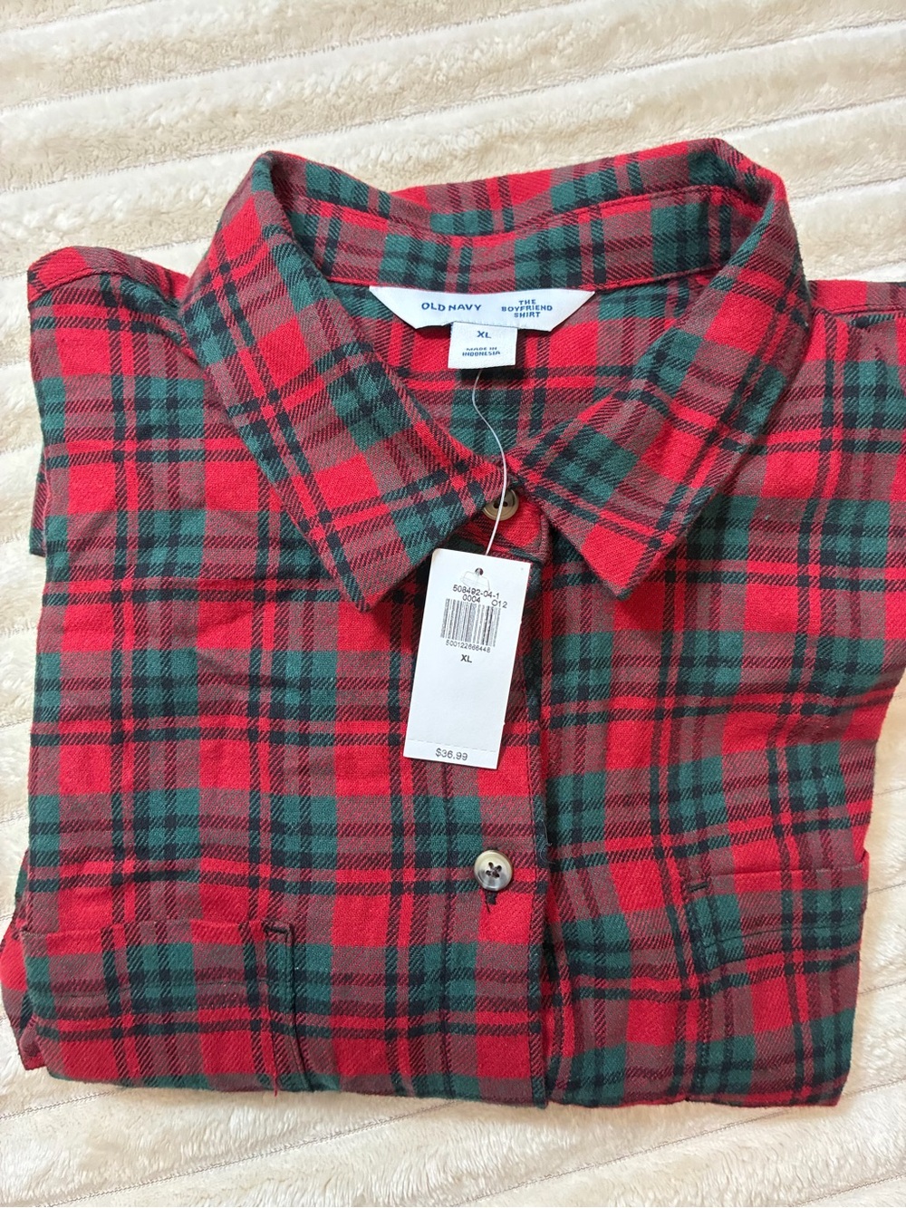 Old Navy Women’s Red Green Plaid Flannel Shirt XL NWT $36.99